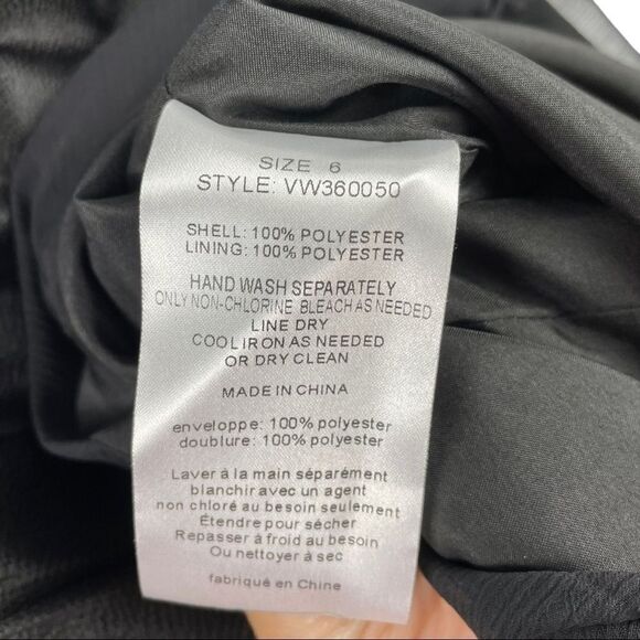 NWT White by Vera Wang Black Side Draped Satin Dress Size 6 - Picture 5 of 6